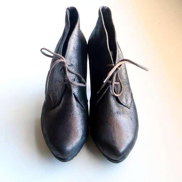 NEW Paul Green Shimmer Leather Lace Up High Heel Ankle Boots Booties Size 7.5 - Picture 5 of 16
